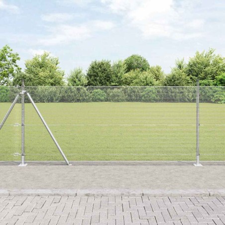 vidaXL Recinzione in Filo Saldato con 13 Pali Flangiati 1x50 m Acciaio Galvanizzato