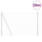 vidaXL Recinzione in filo saldato con 13 pali flangiati 1,4x50 m in acciaio zincato
