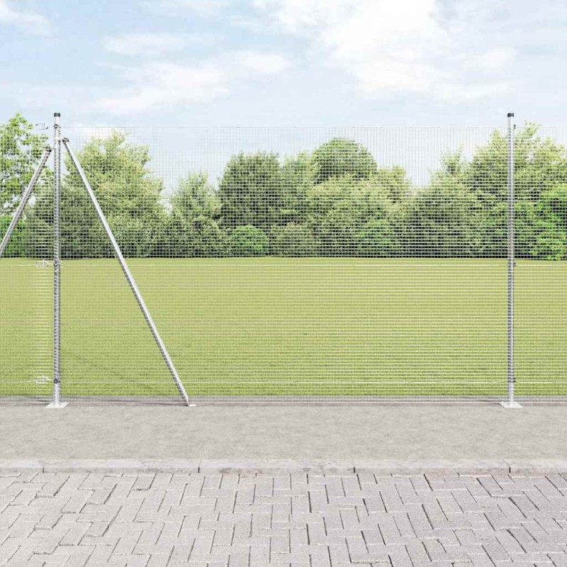 vidaXL Recinzione in Filo Saldato con 13 Pali Flangiati 1.6x50 m Acciaio Zincato