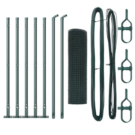 vidaXL Set di Paletti Set di 2 Verde Metallo 10 x 0.5 m Resistente