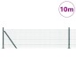 vidaXL Recinzione in Filo Saldato con 7 Pali Flangiati Verde 0,6x10 m Acciaio
