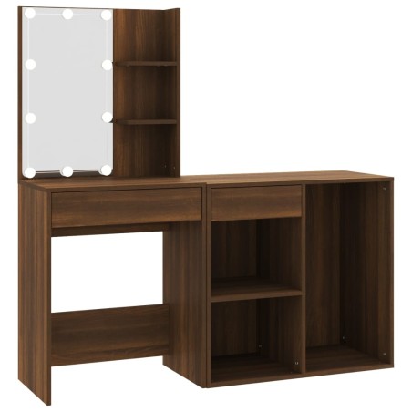 vidaXL Toeletta con LED e Armadietto Rovere Marrone Legno Multistrato