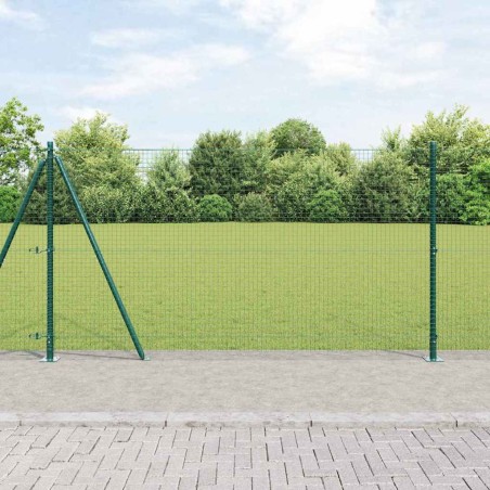 vidaXL Recinzione in Rete Saldato con 7 Pali Flangiati Verde 1.2x10 m Acciaio