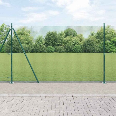 vidaXL Recinzione a Rete Saldato con 7 Pali Flangiati Verde 1.4x10 m Acciaio