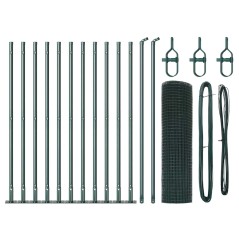 vidaXL Recinzione in Filo Saldo con 13 Pali Flangiati Verde 0.4x25 m Acciaio