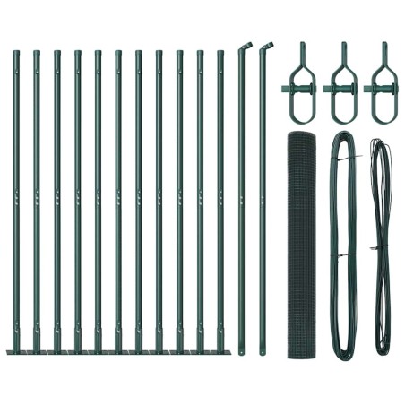 vidaXL Recinzione in Rete Saldato con 13 Pali Flangiati Verde 1.2x25 m Acciaio
