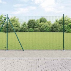 vidaXL Recinzione in Rete Saldata con 13 Posti Flangiati Verde 1,4x25 m Acciaio