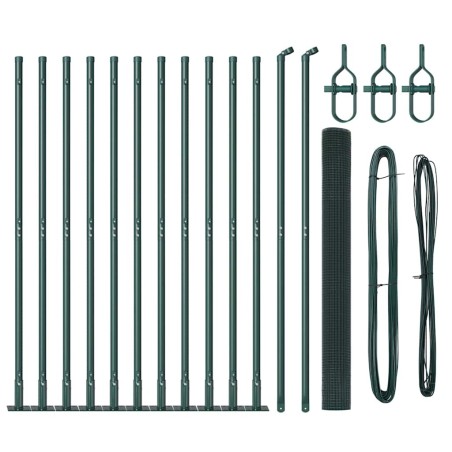 vidaXL Recinzione in Rete Saldata con 13 Pali Flangiati Verde 1.6x25 m Acciaio