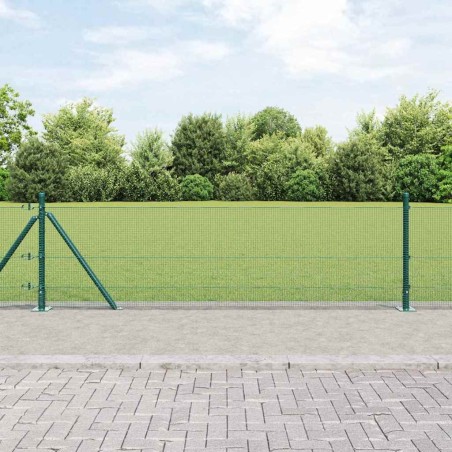vidaXL Recinzione in Rete Saldato con 13 Pali Flangiati Verde 0.4x50 m Acciaio