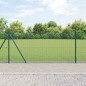 vidaXL Recinzione in filo saldato con 13 pali flangiati Verde 0.8x50 m Acciaio