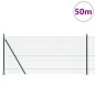 vidaXL Recinzione in filo saldato con 13 pali flangiati Verde 0.8x50 m Acciaio