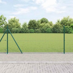vidaXL Recinzione in rete saldata con 13 pali flangiati Verde 0.8x50 m in acciaio