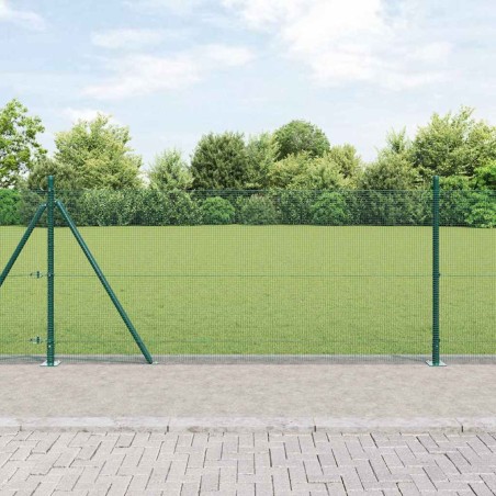 vidaXL Recinzione in Filo Saldato con 13 Pali Flangiati Verde 1x50 m Acciaio