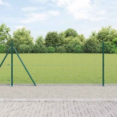vidaXL Recinzione in Rete Saldato con 13 Pali Flangiati Verde 1x50 m Acciaio