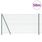 vidaXL Recinzione in filo saldato con 13 pali flangiati Verde 1,2x50 m Acciaio