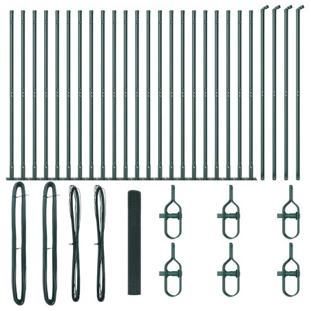 vidaXL Recinzione in Rete Saldato con 13 Pali Flangiati Verde 1.2x50 m Acciaio