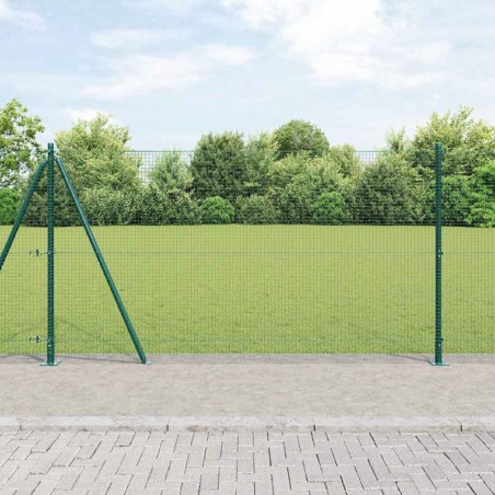 vidaXL Recinzione in Filo Saldato con 13 Poste Flangiate Verde 1,2x50 m in Acciaio