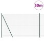 vidaXL Recinzione in Rete Saldato con 13 Supporti Flangiati Verde 1.4x50 m Acciaio