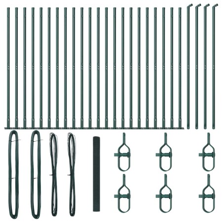 vidaXL Recinzione in Rete Saldata con 13 Pali Flangiati Verde 1.4x50 m Acciaio