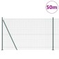 vidaXL Recinzione in Rete Saldata con 13 Pali Flangiati Verde 1.4x50 m Acciaio