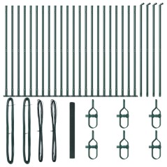 vidaXL Recinzione in Rete Saldata con 13 Pali Flangiati Verde 1.5x50 m Acciaio