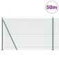 vidaXL Recinzione in Rete Saldata con 13 Pali Flangiati Verde 1.5x50 m Acciaio