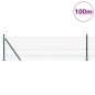vidaXL Recinzione in Filo Saldato con 13 Pali Flangiati Verde 0,4x100 m Acciaio