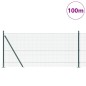 vidaXL Recinzione in Filo Saldato con 13 Pali Flangiati Verde 0.8x100 m Acciaio