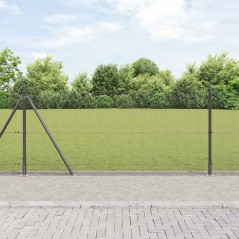 vidaXL Set di Pali da Recinzione Grigi Set di 2 Grigio Metallo, PVC