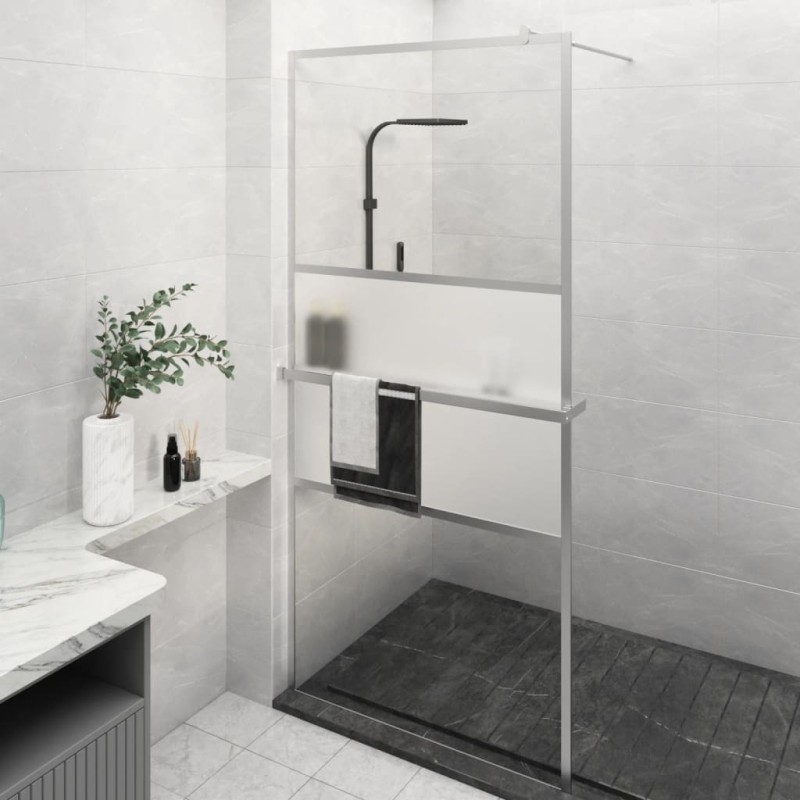 Parete Doccia con Mensola Cromo 100x195cm Vetro ESG e Alluminio Parete Doccia con Mensola Cromo 100x195cm Vetro ESG e Alluminio