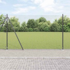 vidaXL Recinzione in Rete Saldato con 7 Pali Flangiati Grigi 1.6x10 m Acciaio