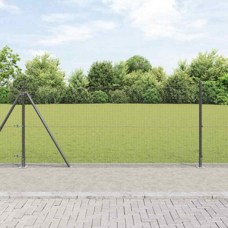 vidaXL Recinzione in Filo Saldato con 13 Poste Flangiate Grigia 0.8x25 m Acciaio
