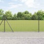 vidaXL Recinzione in rete saldata con 13 pali flangiati Grigio 0,8x25 m Acciaio
