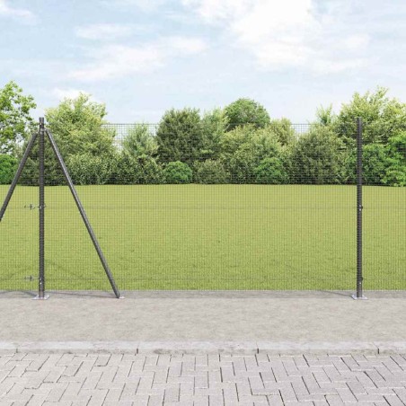 vidaXL Recinzione in rete saldata con 13 pali flangiati Grigio 1.2x25 m Acciaio