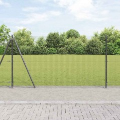vidaXL Recinzione in Rete Saldato con 13 Pali Flangiati Grigio 1,2x25 m Acciaio