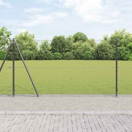 vidaXL Recinzione in Filo Saldato con 13 Pali Flangiati Grigio 1,2x25 m Acciaio