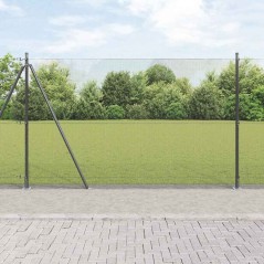 vidaXL Recinzione in Filo Saldato con 13 Pali Flangiati Grigio 1,6x2,5 m in Acciaio