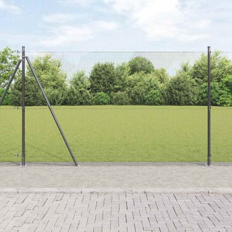 vidaXL Recinzione in Filo Saldato con 13 Pali Flangiati Grigia 1.6x25 m Acciaio