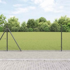 vidaXL Recinzione in rete saldata con 13 pali flangiati Grigio 0.8x50 m Acciaio