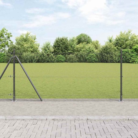 vidaXL Recinzione in rete saldata con 13 pali flangiati Grigio 0.8x50 m Acciaio