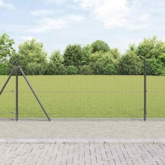 vidaXL Recinzione in Rete Saldata con 13 Pali Flangiati Grigi 0.8x50 m Acciaio