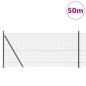 vidaXL Recinzione in Rete Saldata con 13 Pali Flangiati Grigio 1x50 m Acciaio