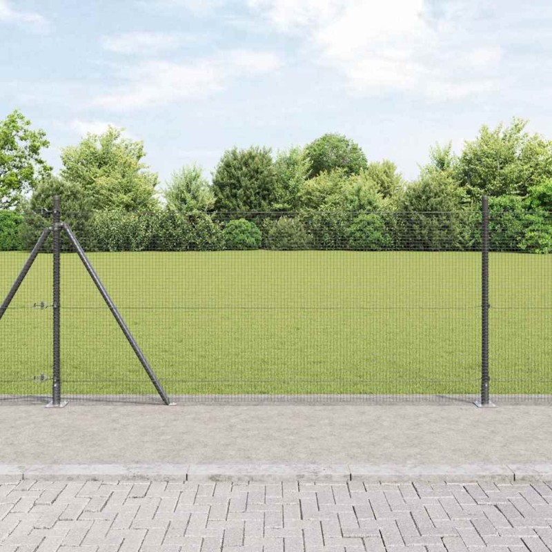 vidaXL Recinzione in Filo Saldato con 13 Pali Flangiati Grigi 1x50 m Acciaio