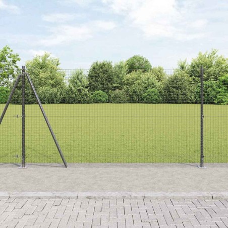 vidaXL Recinzione in Filo Saldato con 13 Pali Flangiati Grigio 1.2x50 m Acciaio