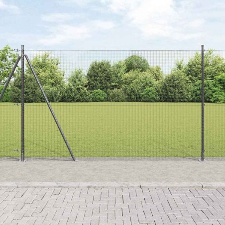vidaXL Recinzione a Maglie Saldato con 13 Pali Flangiati Grigio 1.4x50 m Acciaio