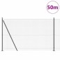 vidaXL Recinzione in Rete Saldato con 13 Pali Flangiati Grigio 1.5x50 m Acciaio