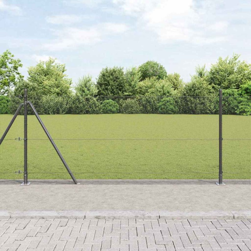 vidaXL Recinzione in rete saldata con 13 pali flangiati Grigio 0.8x100 m Acciaio