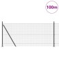 vidaXL Recinzione in rete saldata con 13 pali flangiati Grigio 0.8x100 m Acciaio