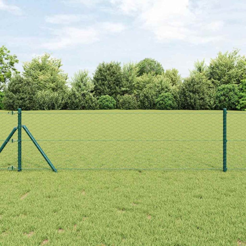 vidaXL Recinzione Esagonale Verde 0.6x10 m in Acciaio