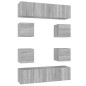 Set Mobili Porta TV 8pz Grigio Sonoma in Legno Multistrato